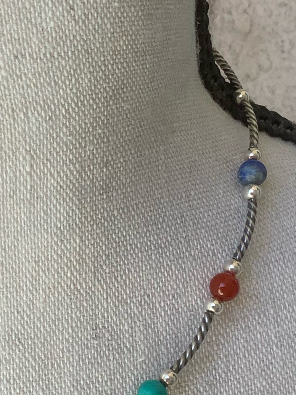 Carolyn Pollack Multicolor Bead sterling silver Necklace - Picture 3 of 5